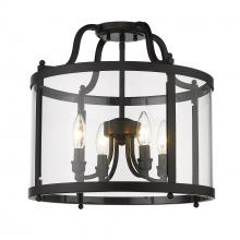  1157-SF BLK - Payton Semi-Flush in Matte Black with Clear Glass